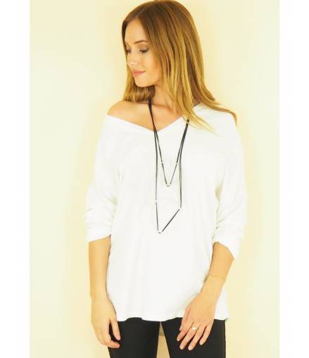 Langarmshirt Capucine - Relief Druck - Creme