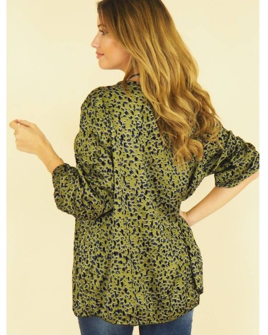 Tunika Bluse Capucine - Oversized - Grün/Schwarz