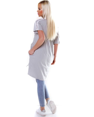 Kurzarmshirt 5People!S - Longshirt - Grau