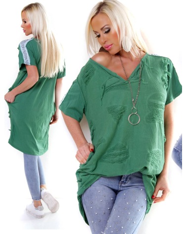 Kurzarmshirt 5People!S - Longshirt - Grün