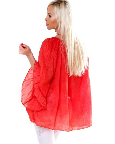 Tunika Bluse Elegance - Volants - Rot