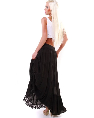 Maxi Rock 5People!S - Blumen Stickerei - Schwarz
