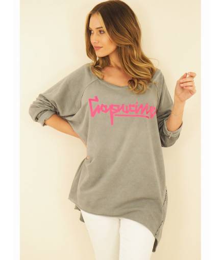 Pullover Capucine - Oversized - Grau