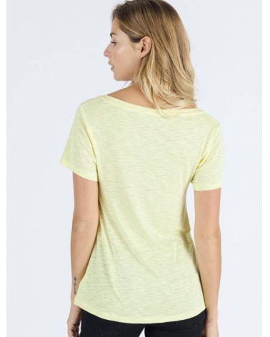 Kurzarmshirt Sweewë - Basic V Ausschnitt - Gelb
