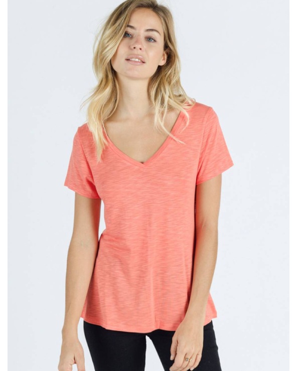 Kurzarmshirt Sweewë - Basic V Ausschnitt - Orange