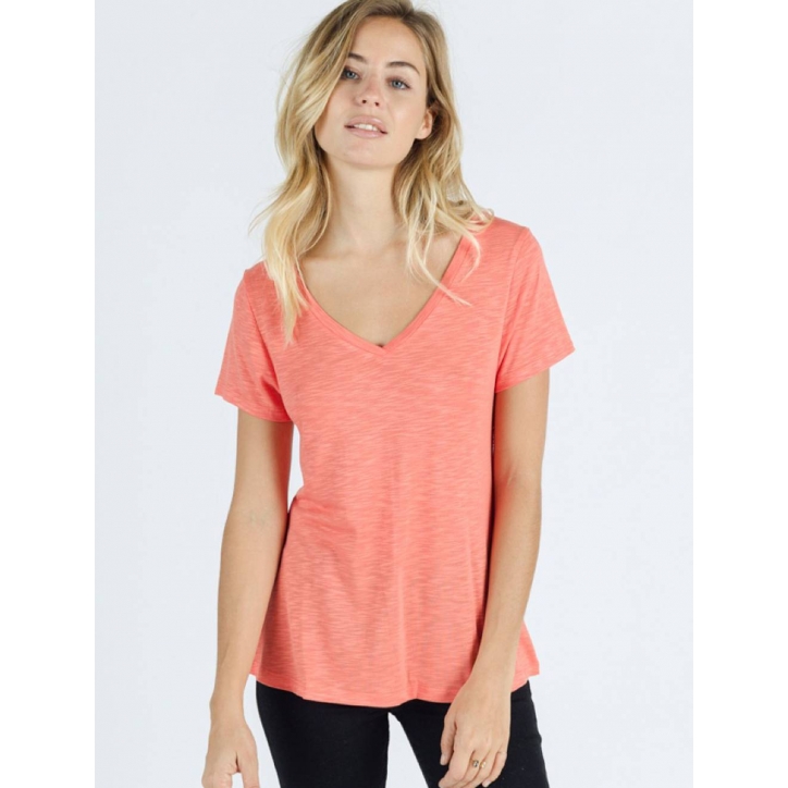 Kurzarmshirt Sweewë - Basic V Ausschnitt - Orange