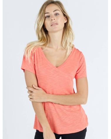 Kurzarmshirt Sweewë - Basic V Ausschnitt - Orange