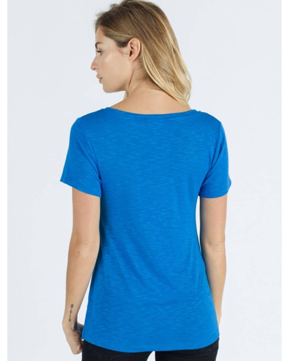 Kurzarmshirt Sweewë - Basic V Ausschnitt - Blau