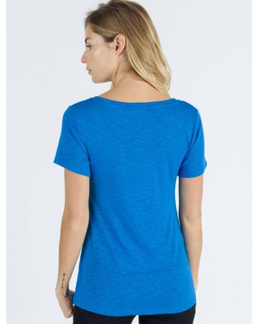Kurzarmshirt Sweewë - Basic V Ausschnitt - Blau