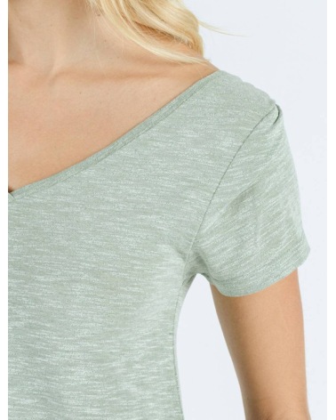 Kurzarmshirt Sweewë - Basic V Ausschnitt - Grün