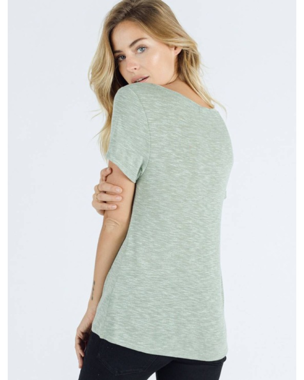 Kurzarmshirt Sweewë - Basic V Ausschnitt - Grün