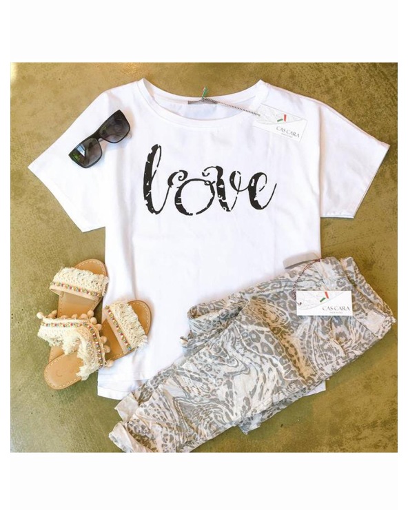 Kurzarmshirt Cascara - Oversized Love - Weiss/Neongelb Short Sleeve...