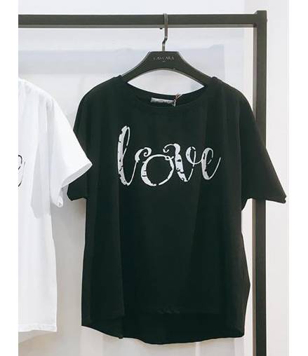 Kurzarmshirt Cascara - Oversized Love - Schwarz/Weiss