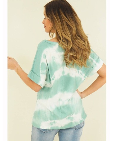 Kurzarmshirt Capucine - Tiger - Türkisgrün/Creme
