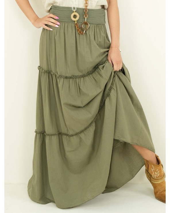 Maxi Rock Capucine - Stufen - Oliv