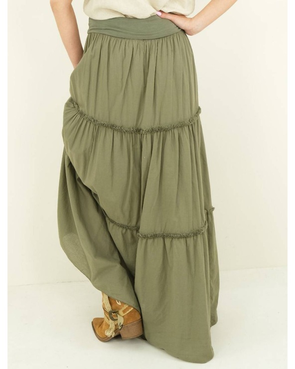 Maxi Rock Capucine - Stufen - Oliv