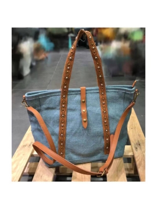 Shopper Bag Look at - Ziernieten - Blau