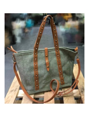 Shopper Bag Look at - Ziernieten - Grün