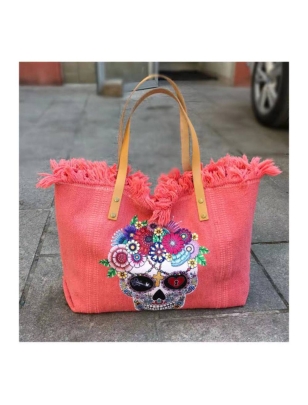 Shopper Bag Skull - Bunt - Koralle