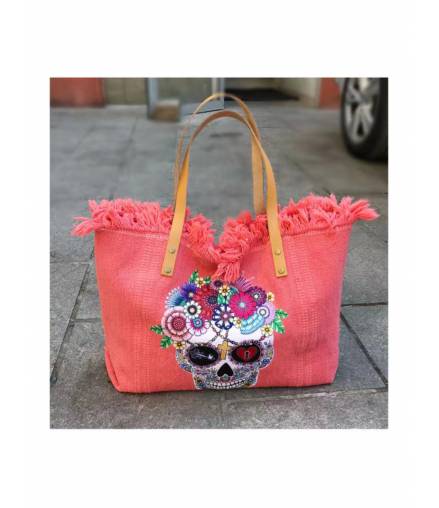 Shopper Bag Skull - Bunt - Koralle