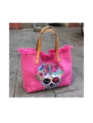 Shopper Bag Skull - Bunt - Rosa