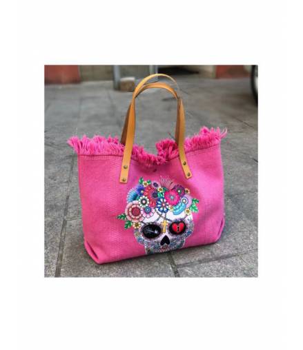 Shopper Bag Skull - Bunt - Rosa