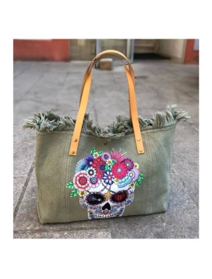 Shopper Bag Skull - Bunt - Grün