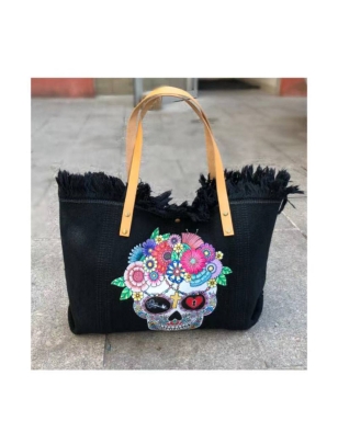 Shopper Bag Skull - Bunt - Schwarz