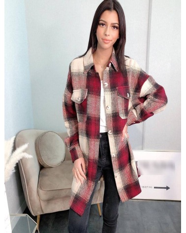 Hemdjacke Emma&Ashley - Gewebt - Rot/Beige/Schwarz