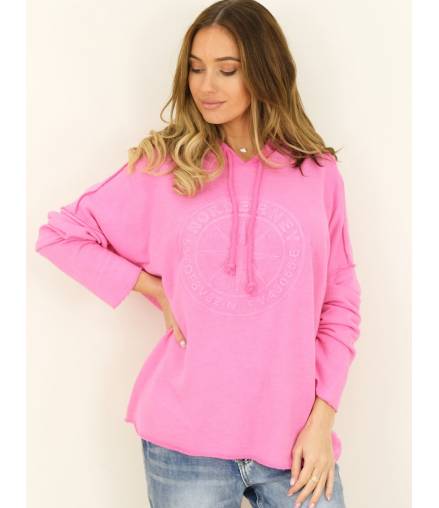 Pullover Capucine - Relief Print - Pink