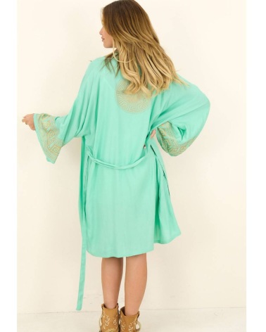 Jacke Boho - Kimono - Mint/Gold