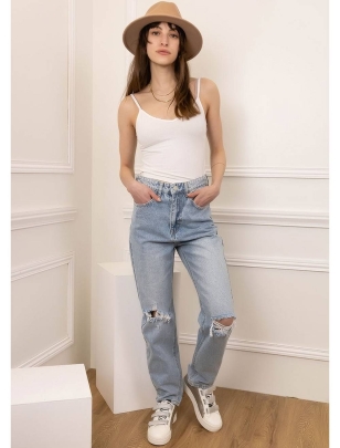 Mom Jeans SeeSee - Destroyed - Blau