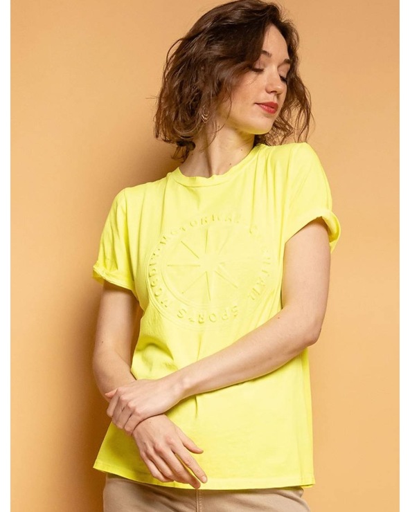 Kurzarmshirt Sweetissima - 3D Stern - Neongelb