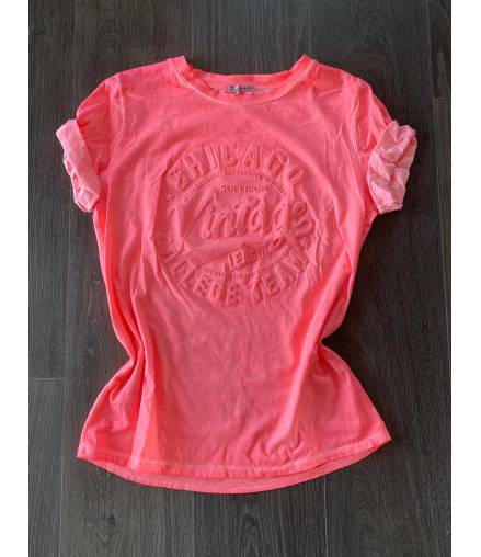 Kurzarmshirt Sweetissima - 3D Vintage - Neonlachs