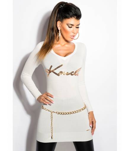 Strickkleid Koucla - Logo - Creme