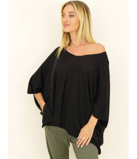 Pullover Capucine - Oversized/Feinstrick - Schwarz