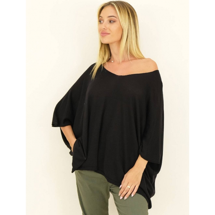 Pullover Capucine - Oversized/Feinstrick - Schwarz