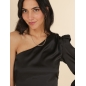 Bluse Choklate - Satin/Asymmetrisch - Schwarz