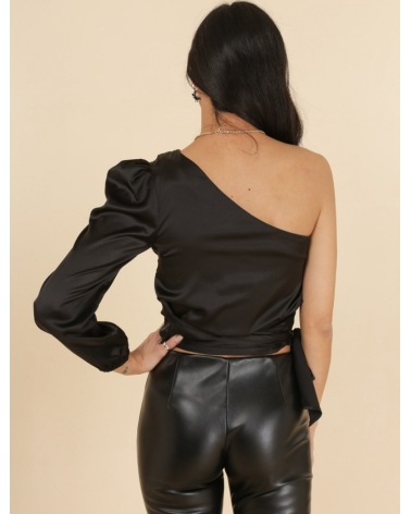 Bluse Choklate - Satin/Asymmetrisch - Schwarz