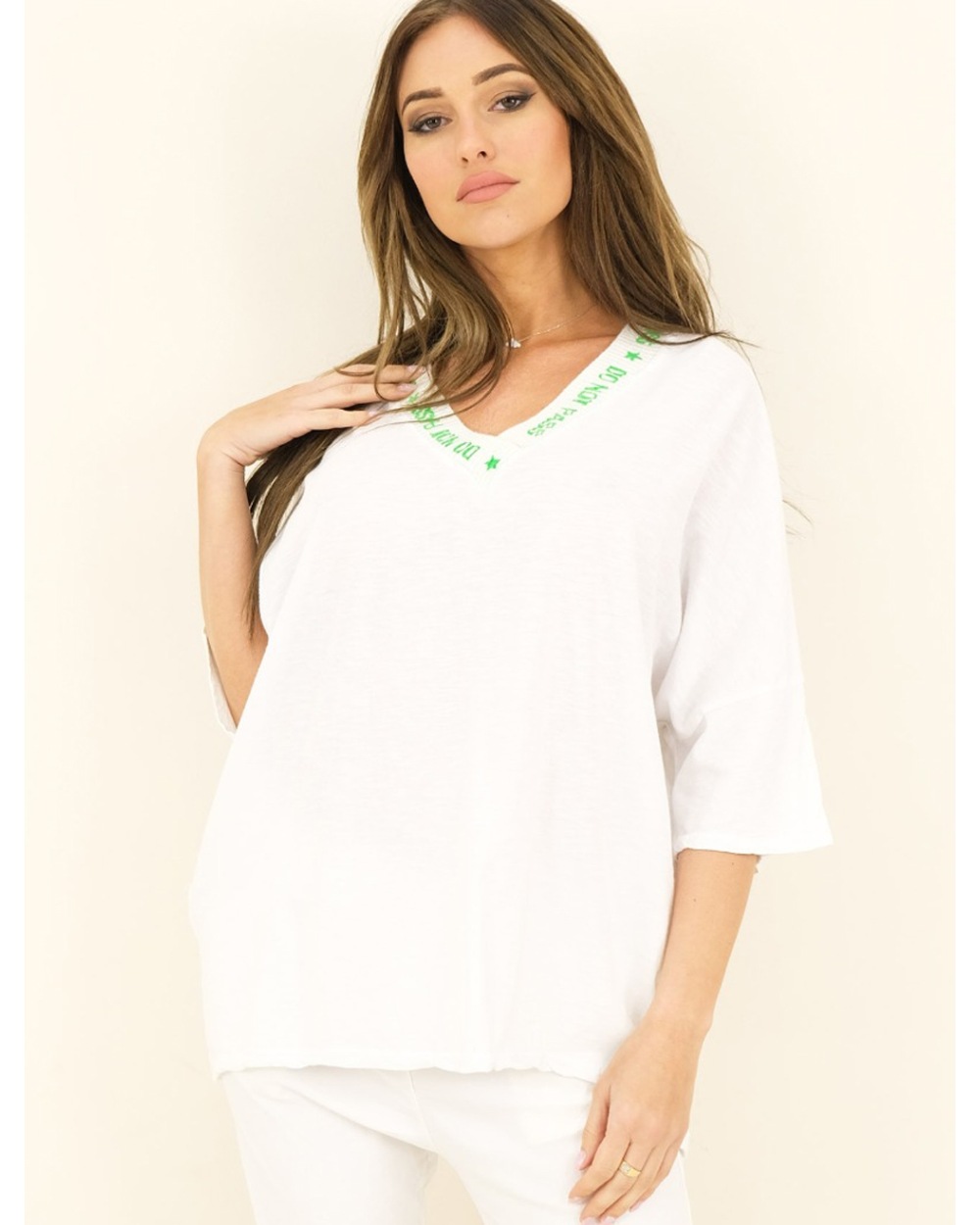 Kurzarmshirt Capucine - Oversized - Weiss