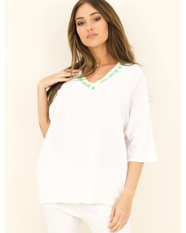 Kurzarmshirt Capucine - Oversized - Weiss