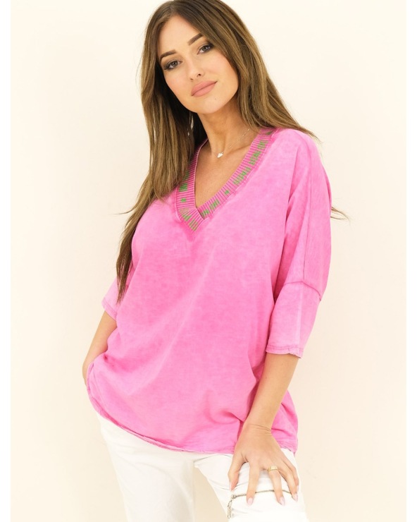 Kurzarmshirt Capucine - Oversized - Pink