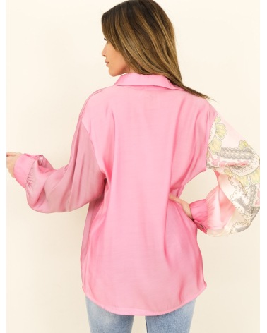 Bluse Capucine - Satin/Ornamente - Rosa/Beige