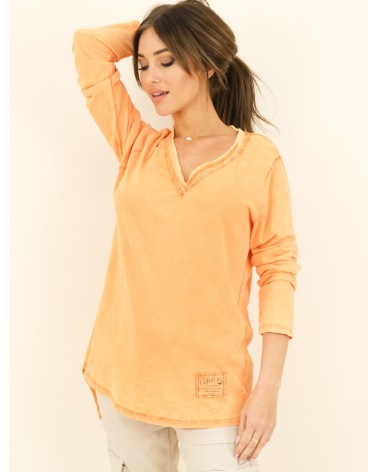 Langarmshirt Capucine - Washed Style - Orange