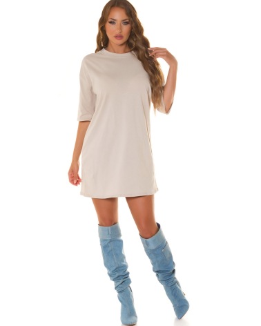 Kurzarmshirt Koucla - Happy - Beige/Weiss