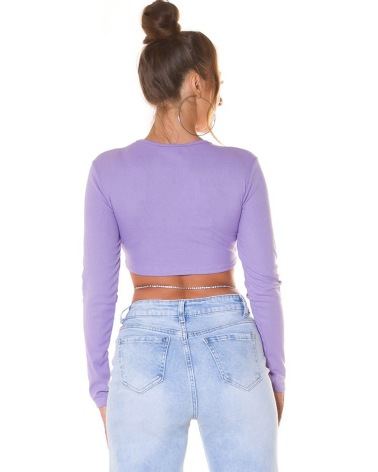 Top Koucla - Crop/Langarm - Flieder