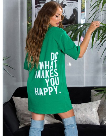 Kurzarmshirt Koucla - Happy - Grün/Weiss