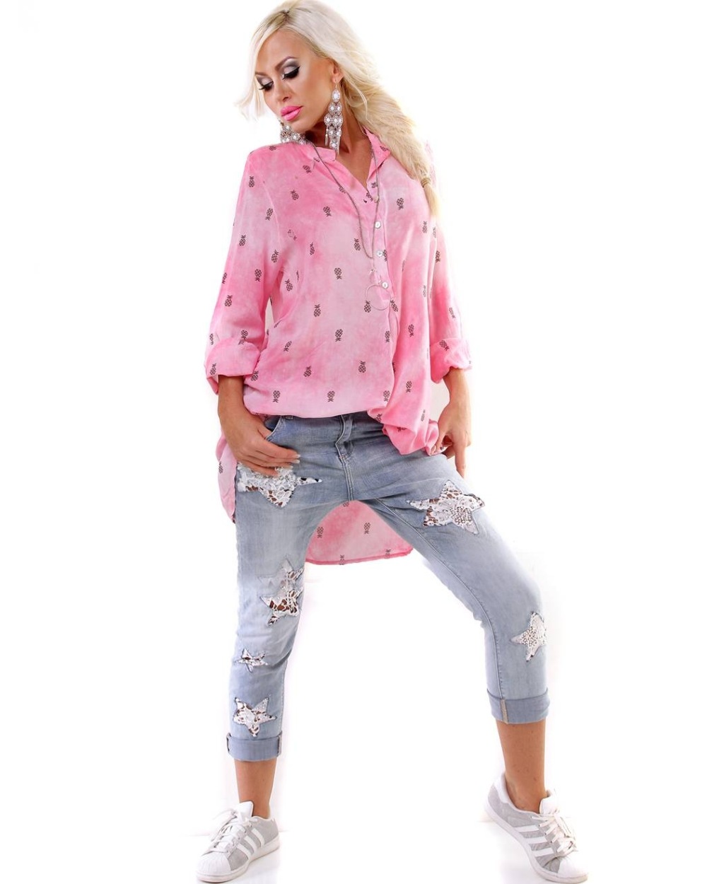 Bluse 5People!S - Fischerhemd Ananas - Beige Camicette