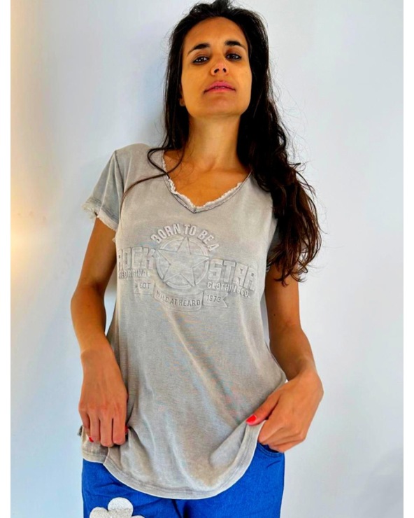 Kurzarmshirt New Collection - Relief - Taupe