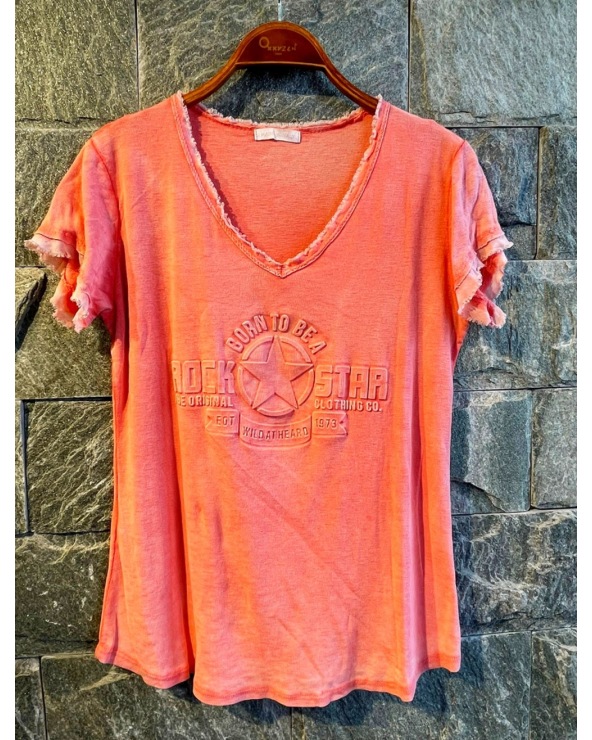Kurzarmshirt New Collection - Relief - Koralle